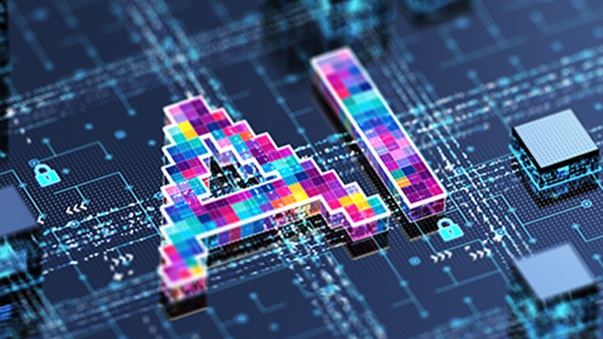 AI letters on circuit board